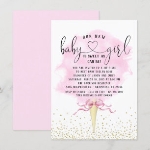 Convite Meninas Bebem e Veem Algodão Doce Rosa Dourado Chá