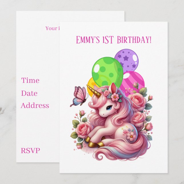 Convite Meninas bonitas primeiro Aniversário (Frente/Verso)