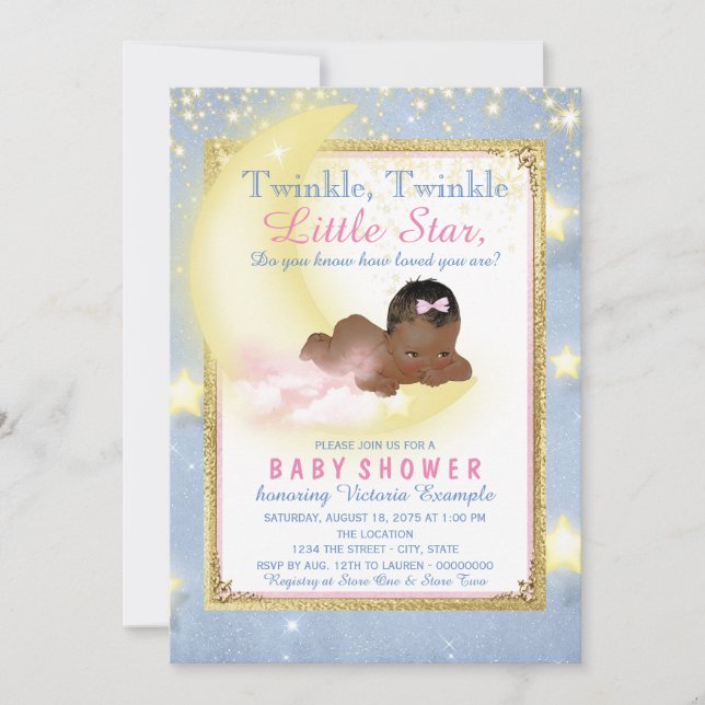 Convite Meninas Brilham Brilham Estrelinha Baby Shower (Frente)