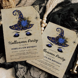 Convite Meninas Bruxas Fofas Halloween Crianças Azul Anive