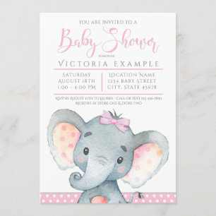 Convite Meninas Chamadas de Bebê Elefante Bonito