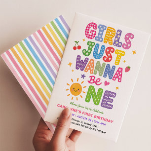 Convite Meninas Coloridas Querem Ser Uma no 1º Aniversário