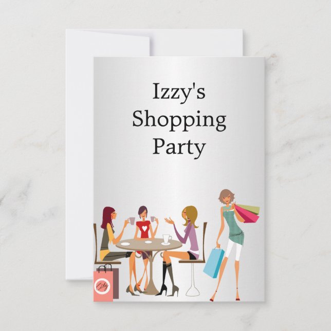 Convite Meninas Comprando evento do partido Silver White (Frente)