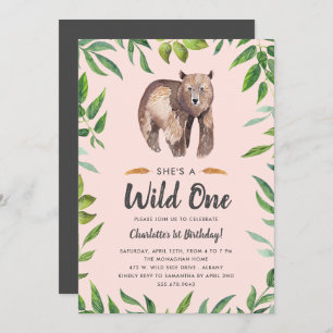 Convite Meninas Cores d'Água Selvagem Um Aniversário  Blus