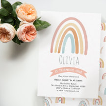 Meninas Cute Pink Boho Rainbow Primeiro Aniversári