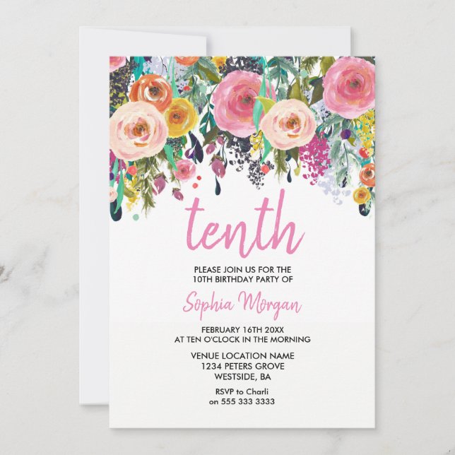 Convite Meninas da 10ª Festa de aniversário convidam Pêsse (Frente)