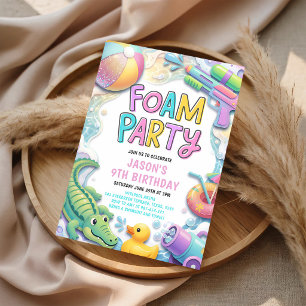 Convite Meninas da Festa de Espuma Piscina Natação Anivers