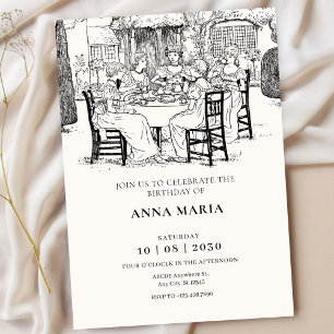 Convite Meninas da Vintage tomando chá