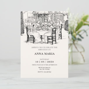 Convite Meninas da Vintage tomando chá