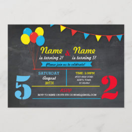 Convite Meninas de Aniversário de Cores Primárias Qualquer