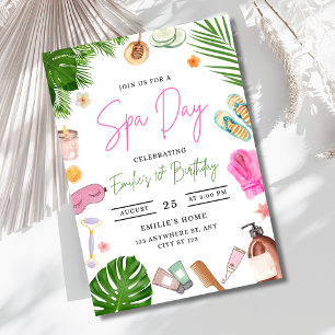 Convite Meninas de Aniversário no Dia de Spa Festa de Mimo