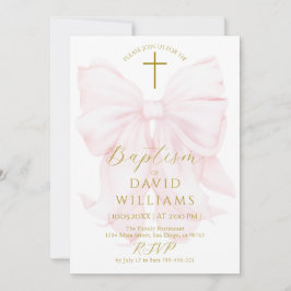 Convite Meninas de Arco Rosa Blush Baptism Digital Elegant