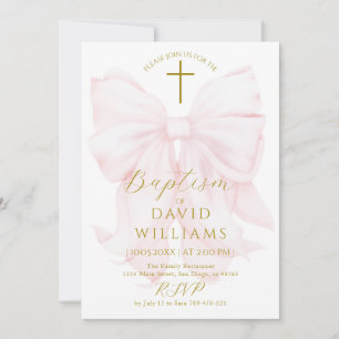 Convite Meninas de Arco Rosa Blush Baptism Digital Elegant