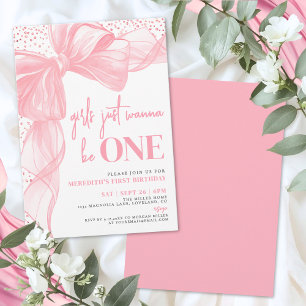 Convite Meninas de Laço Rosa Querem Ser UMA Festa de 1º An