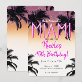 Convite Meninas de Miami Fim de Semana de Verão Aniversári