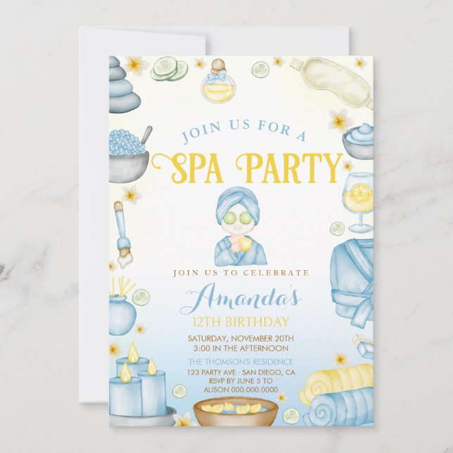 Convite Meninas de Spa de Aniversário (Frente)