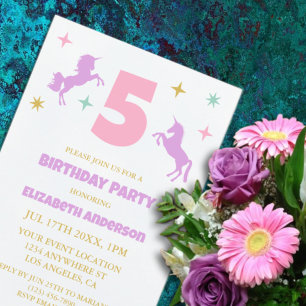 Convite Meninas de Unicórnio Mágico Aniversário