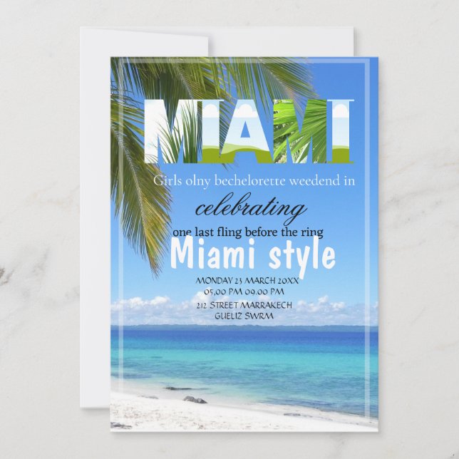 Convite Meninas de Verão de Miami Fim de Semana de Despedi (Frente)
