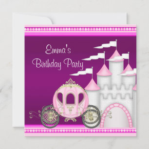 Convite Meninas do Castelo de Carruagem da Princesa Aniver