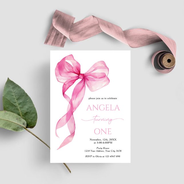 Convite Meninas do Laço Rosa Aniversário de 1 Ano (Criador carregado)