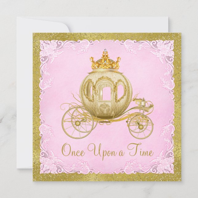 Convite Meninas Era Uma Vez Carruagem de Princesa Aniversá (Frente)