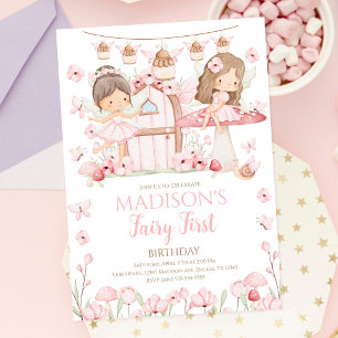 Convite Meninas Fada Jardim Mágico Primeiro Aniversário