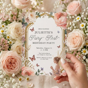 Convite Meninas Fada Primeiro Jardim Mágico Aniversário