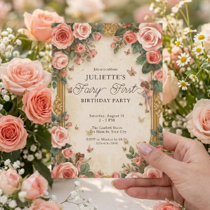 Convite Meninas Fada Primeiro Jardim Mágico Aniversário