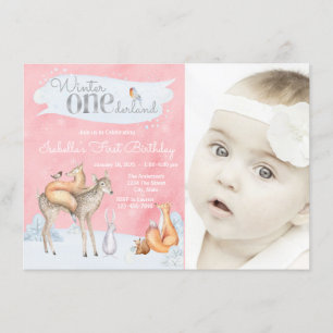 Convite Meninas Floresta de Inverno ONEderland Foto Aniver