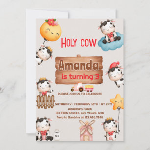 Convite Meninas Fofas Vaca Sagrada e impressão de vaca ani
