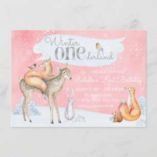 Convite Meninas Inverno ONEderland Floresta 1º Aniversário