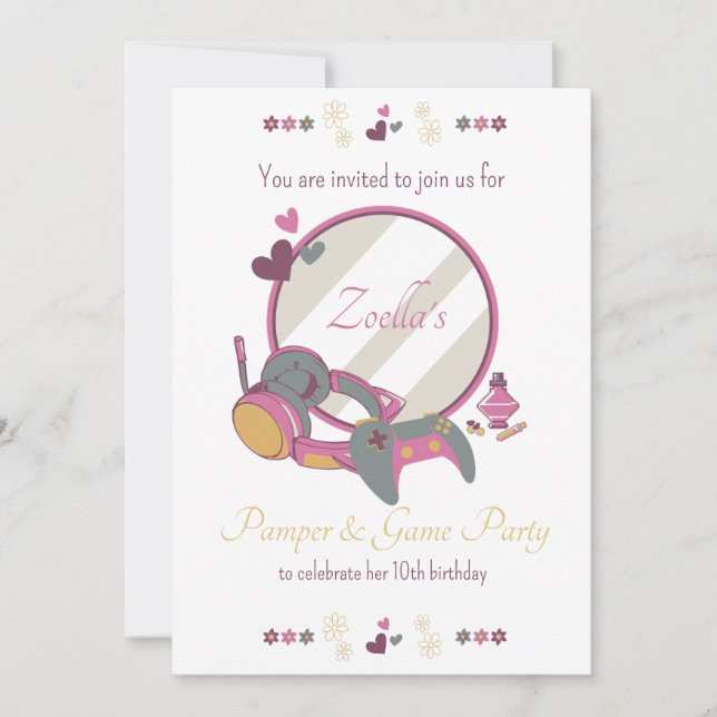 Convite Meninas Jogo e Festa de Mimos (Frente)