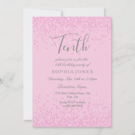 Convite Meninas Luminosas Rosa 10ª Festa de aniversário Co