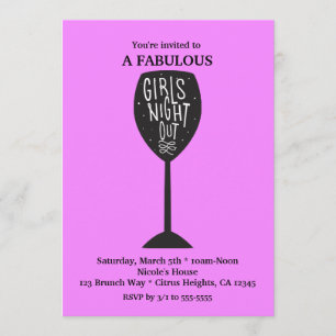 Convite MENINAS NOITE FORA Vidro Vidro QUALQUER Festa de C