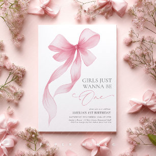 Convite Meninas Querem Ser Só Um Laço Rosa Menina de 1º An