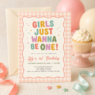 Convite Meninas Querem Ser Um Aniversário de 1 Ano com Xad