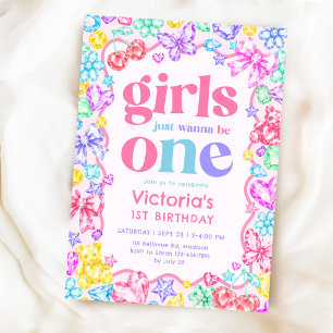 Convite Meninas Querem Ser Uma Joia de 1º Aniversário