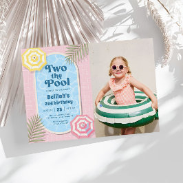 Convite Meninas Rosa Dois ao Pool Verão Aniversário de 2 a