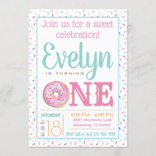 Convite Meninas Rosquinha Primeira Festa de aniversário