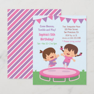 Convite Meninas Saltitantes Fofas Festa de Aniversário de 