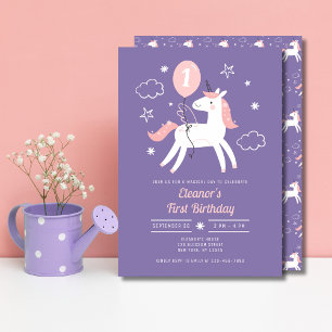 Convite Meninas Unicórnio Mágicas 1º Aniversário