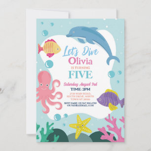 Convite Meninas Vamos Divergir Cinco 5º Oceano Golfinho Ro