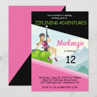 Convite Meninas Ziplining Birthday
