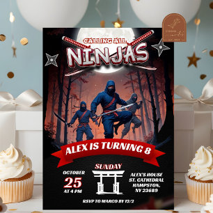 Convite Menino Aniversariante Ninja Guerreiro Kids