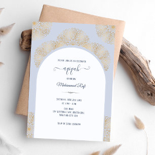 Convite Menino Aqiqah Blue Gold