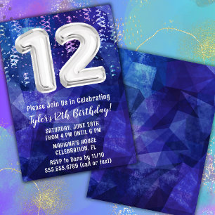 Convite Menino Azul Branco 12º Aniversário