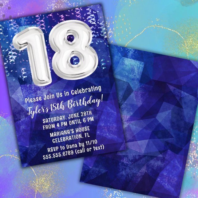 Convite Menino Azul Branco 18º Aniversário (Criador carregado)