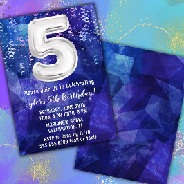 Convite Menino Azul Branco 5º Aniversário