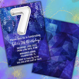 Convite Menino Azul Branco 7º Aniversário