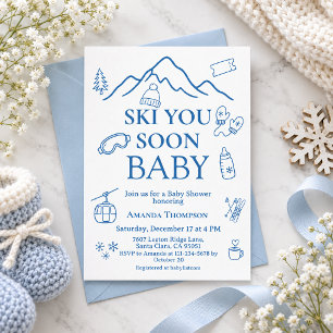 Convite Menino Azul do Inverno Chá de Bebê Ski Você Em Bre